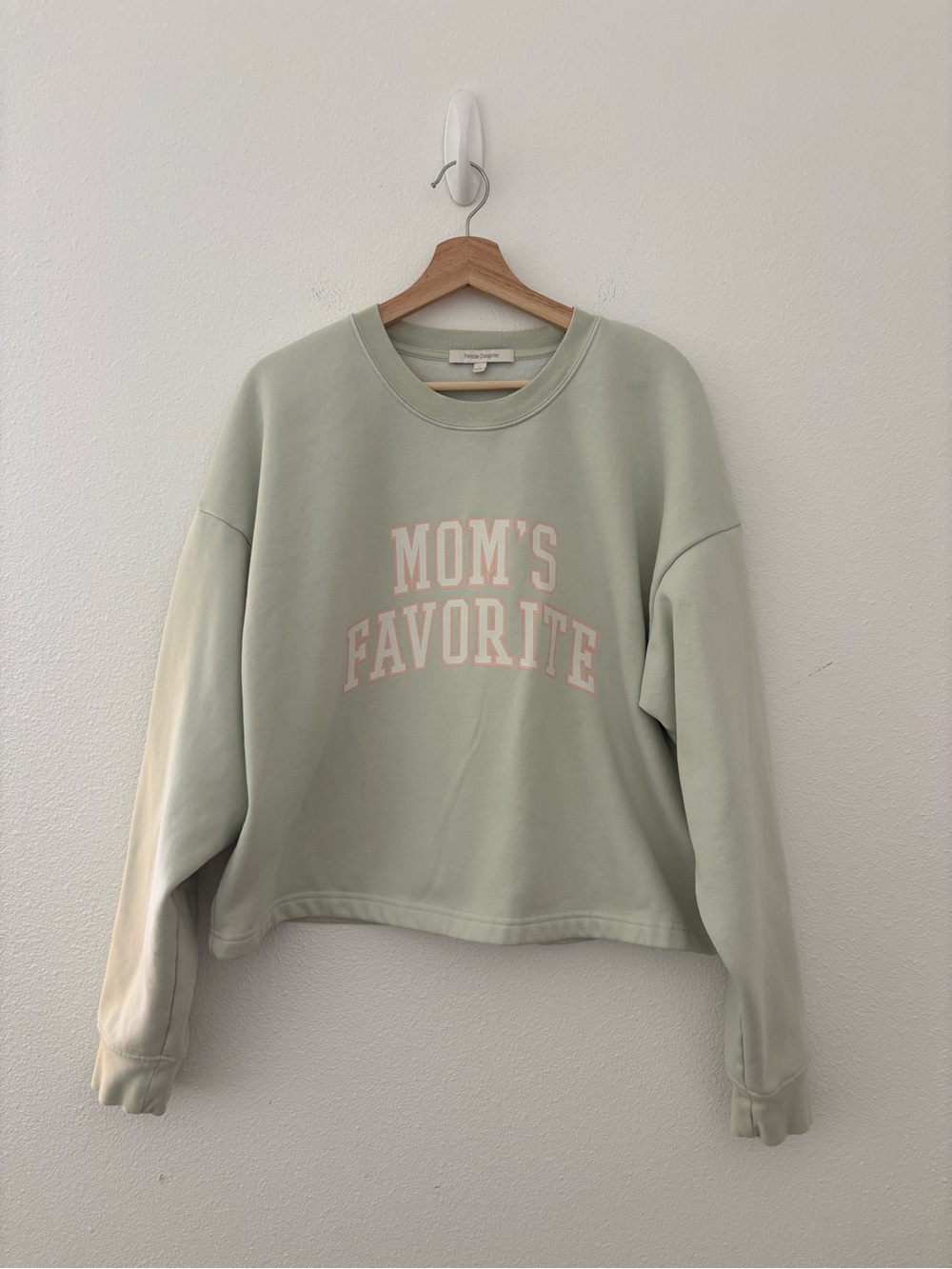 Favorite Daughter Cropped Mom's Favorite Sweatshirt in light sage white